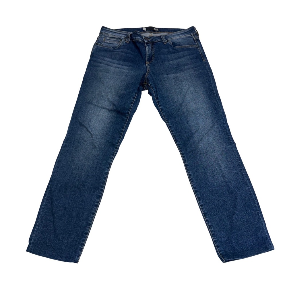 KUT from the Kloth Jeans Blue Straight Leg Stretch Denim Hemmed Size 12 Womens